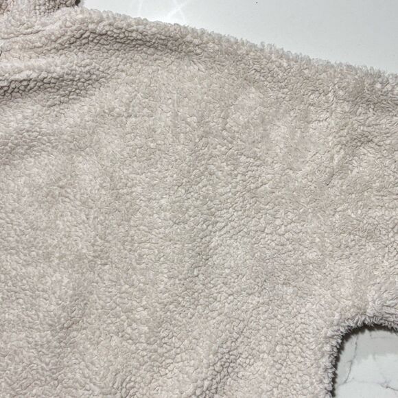Forever 21 Women's Large Cream White Sherpa Hooded Jacket Pockets Full Zip SZ S - Picture 10 of 16